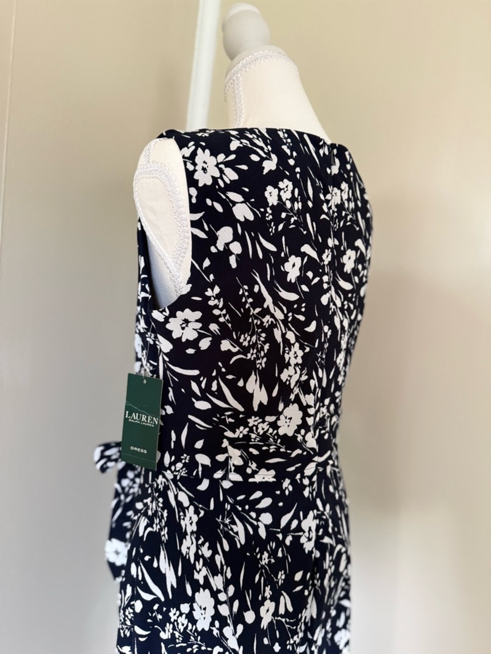 NWT Lauren Ralph Lauren Sleeveless Navy & White Floral Midi Maxi Dress Sundress - Picture 4 of 10